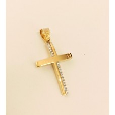 ΓΥΝΑΙΚΕΙΟΣ ΣΤΑΥΡΟΣ ΧΡΥΣΟ (ΚΕΝΤΡΟ) ΛΕΥΚΟ (ΠΕΤΡΕΣ ΖΙΡΓΚΟΝ) K14 CRWG75